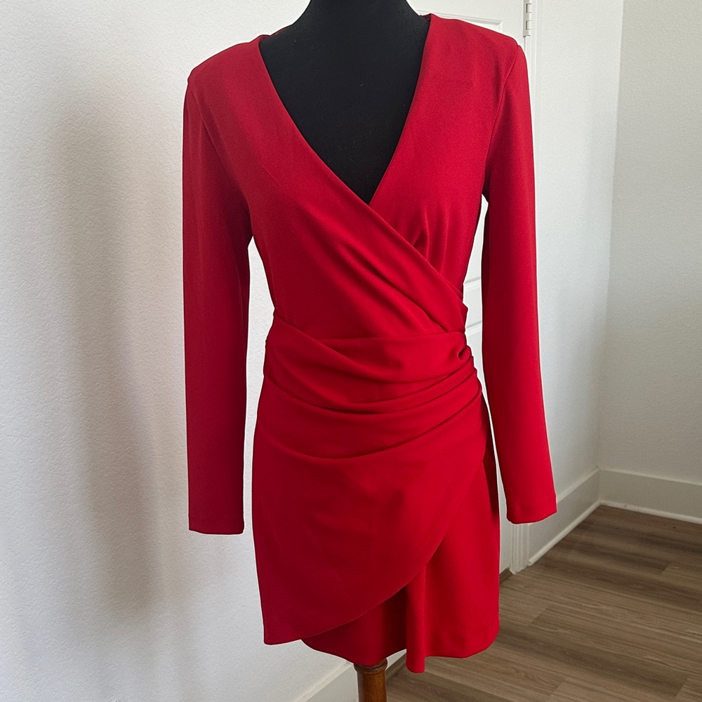 Zara Vibrant Red Long Sleeve Dress